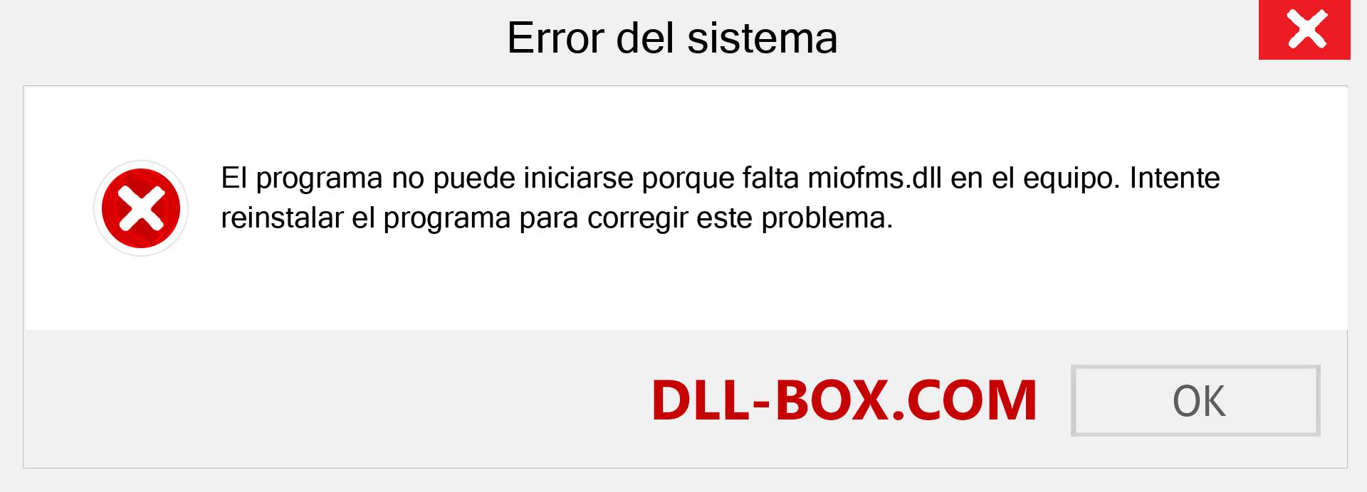 ¿Falta el archivo miofms.dll ?. Descargar para Windows 7, 8, 10 - Corregir miofms dll Missing Error en Windows, fotos, imágenes